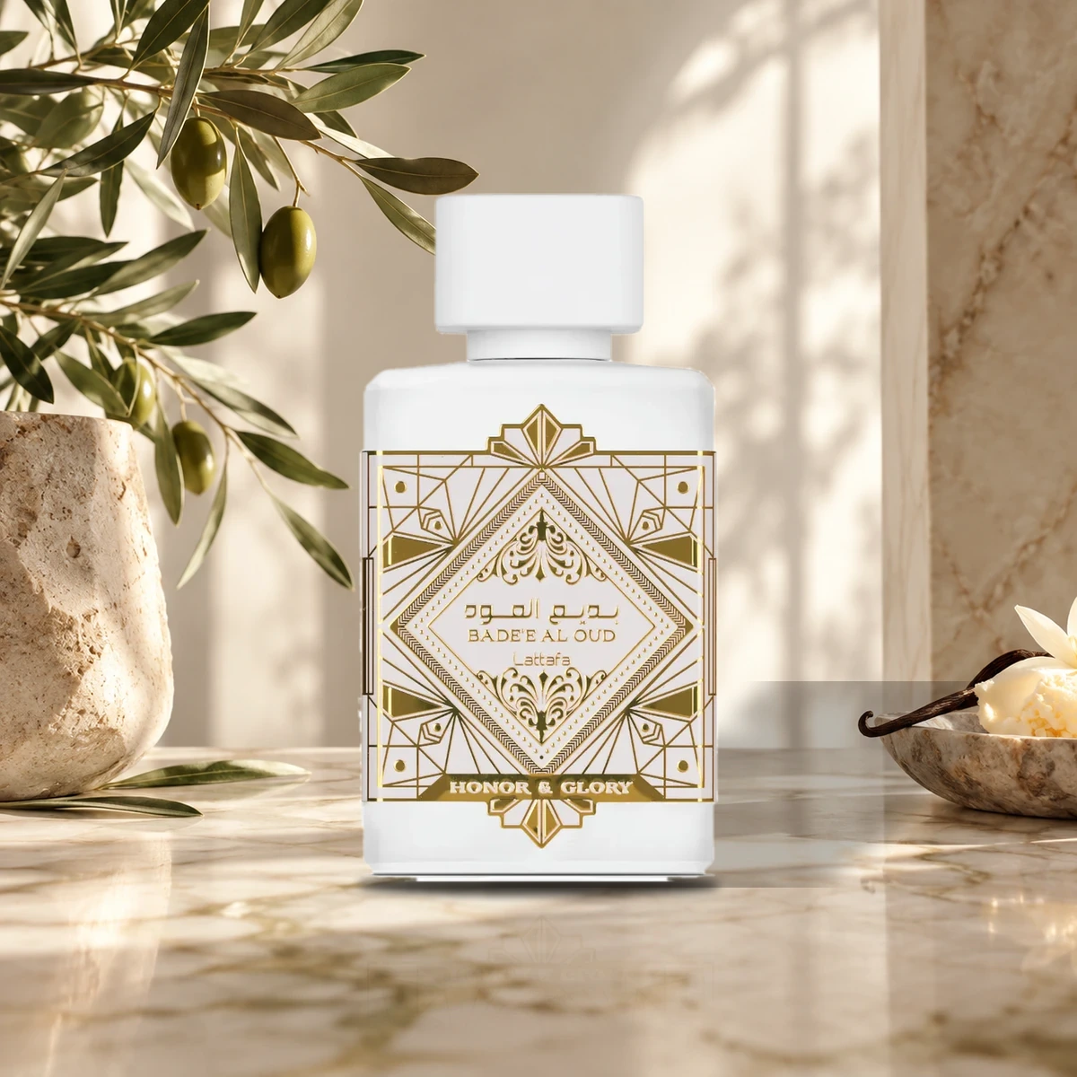 Frasco oficial de Lattafa Bade'e Al Oud Honor & Glory